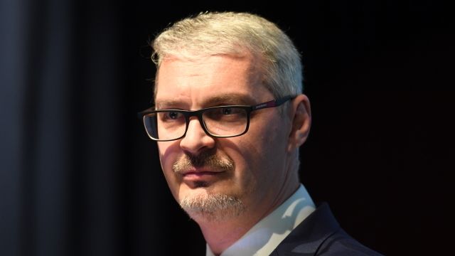 Tisková konference kandidáta na post prezidenta ČR, 3. května 2022, Praha. Kandidát na prezidenta Ivo Mareš.