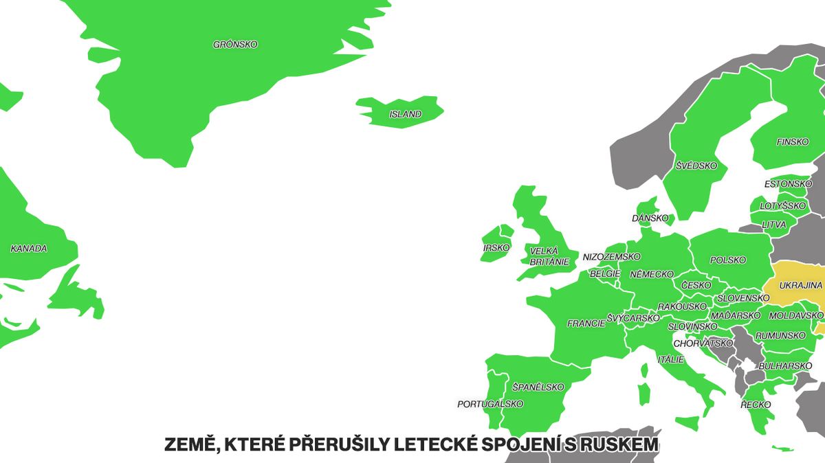 Země, které Rusku uzavřely vzdušný prostor