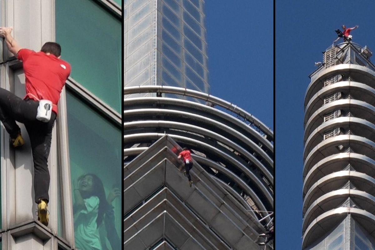 Horolezec Honnold bez jištění vyšplhal na mrakodrap Tchaj-pej 101