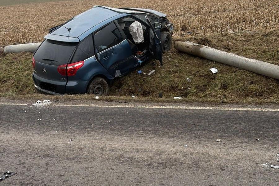 Tragická nehoda na Písecku. Řidička narazila do sloupu elektrického vedení