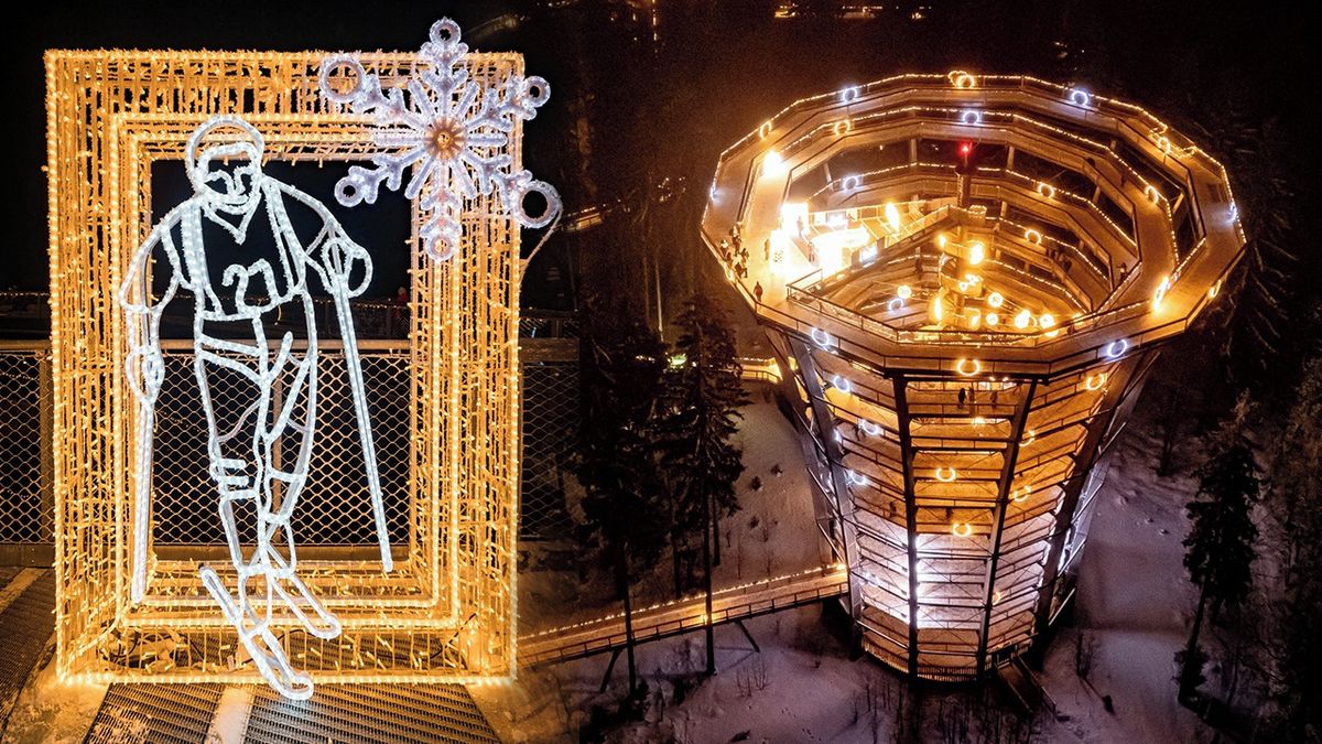 Krkonošskou Stezku korunami stromů po setmění oživuje 250 tisíc LED světel