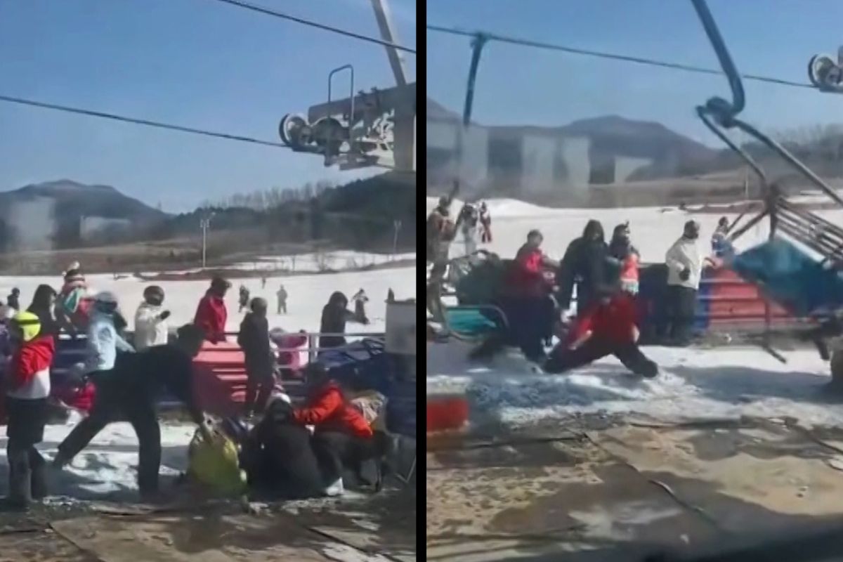 Drama v čínském ski areálu. Sedačky lanovky se řítily dolů, lidé v panice seskakovali