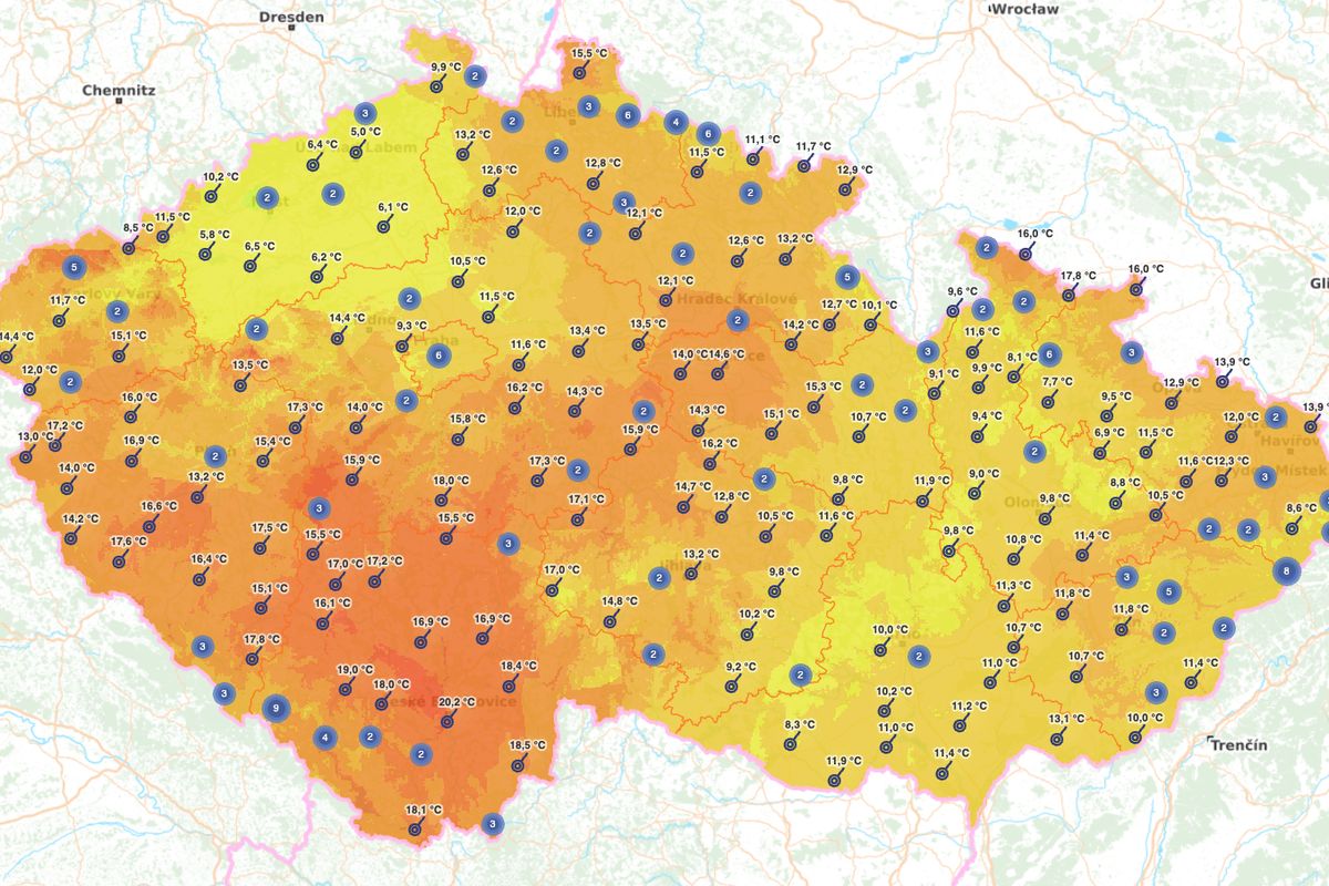Česko letos poprvé zažívá teploty nad 20 °C