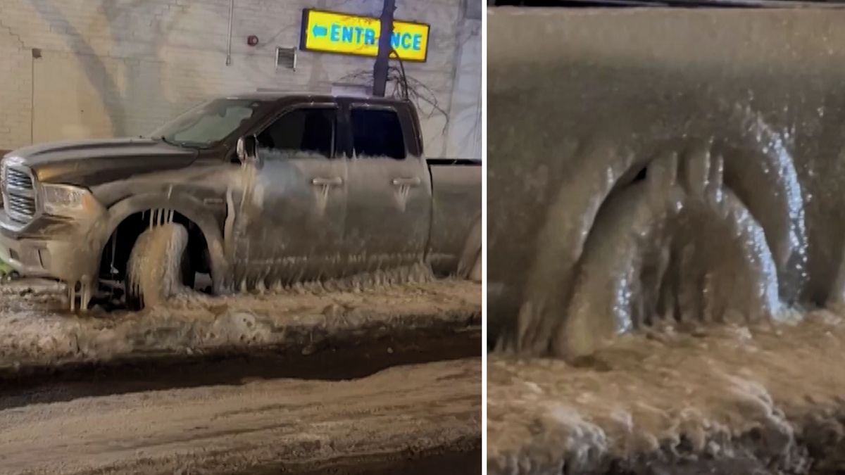 Pick-up doslova přimrzl k silnici, vypadal jako rozpuštěný