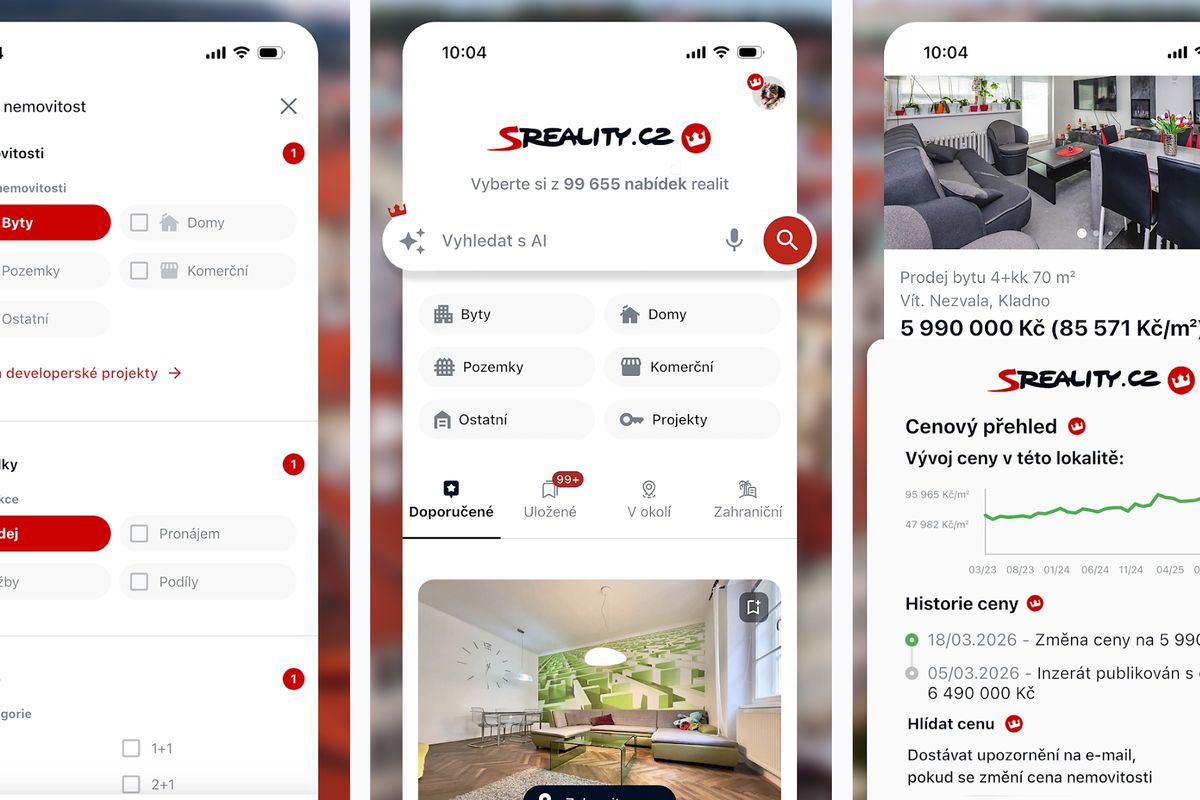 Jednodušší použití a okamžité upozornění. Sreality.cz mají novou mobilní aplikaci