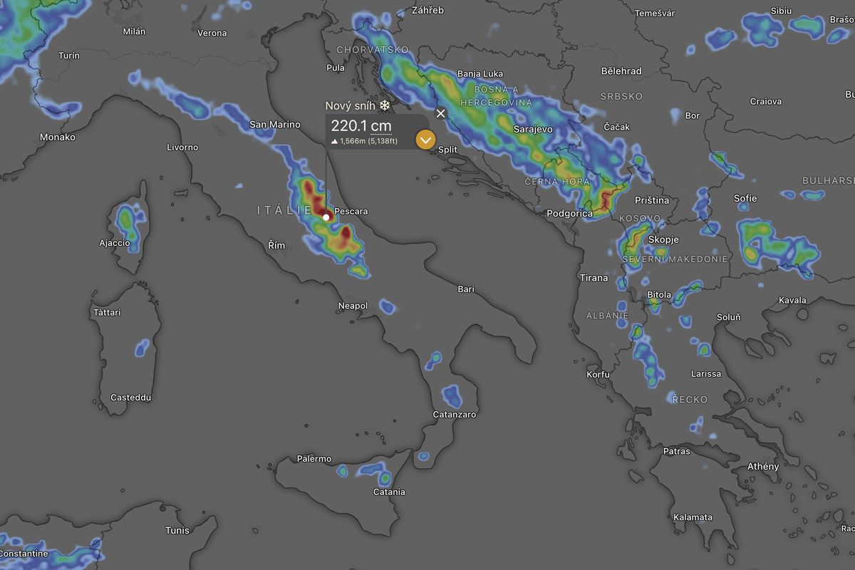 Za pár dní připadnou ve střední Itálii až dva metry sněhu