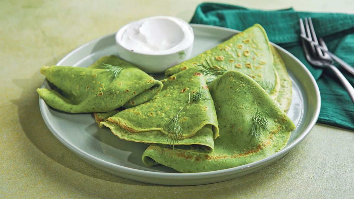 Recept na špenátové palačinky s tvarohem a ořechy