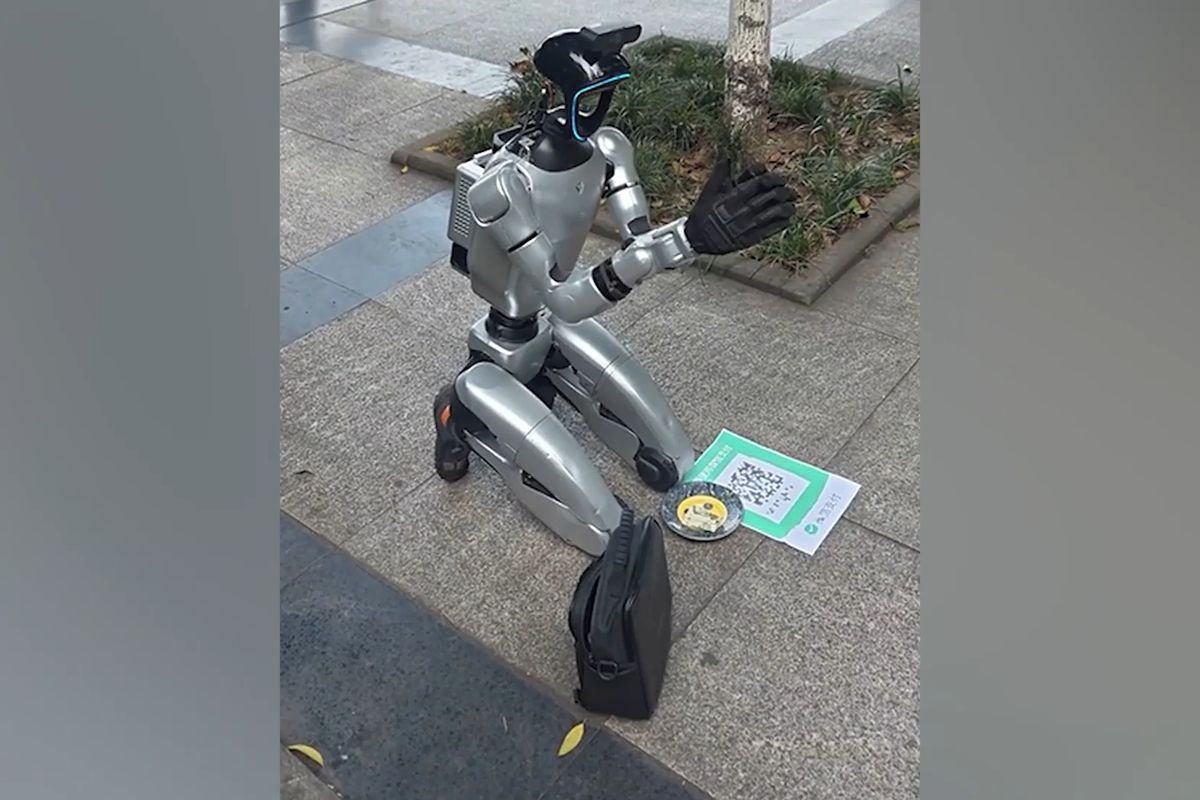 Na ulici v Číně se objevil robotický žebrák, chtěl peníze na elektřinu