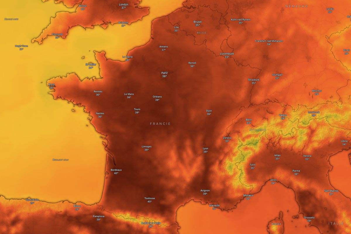 Extrémní vedra ve Francii neberou konce. Teploty opět překročí 40 °C