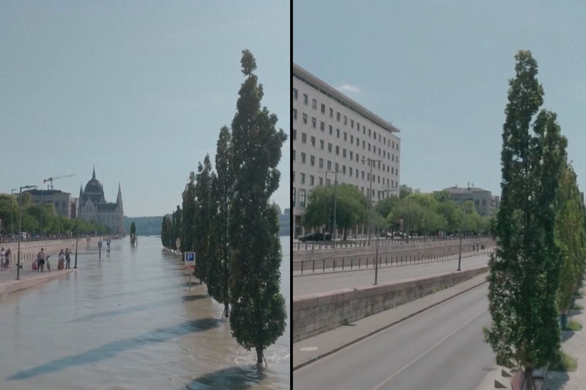 Povodně versus sucho. Záběry z Dunaje zachycují extrémní změnu hladiny v Budapešti
