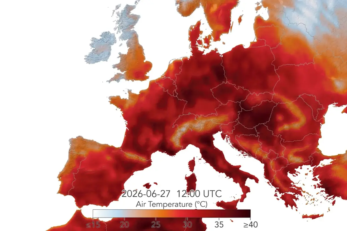 Evropa rozpálená do ruda. Animace NASA zachytila výjimečné léto
