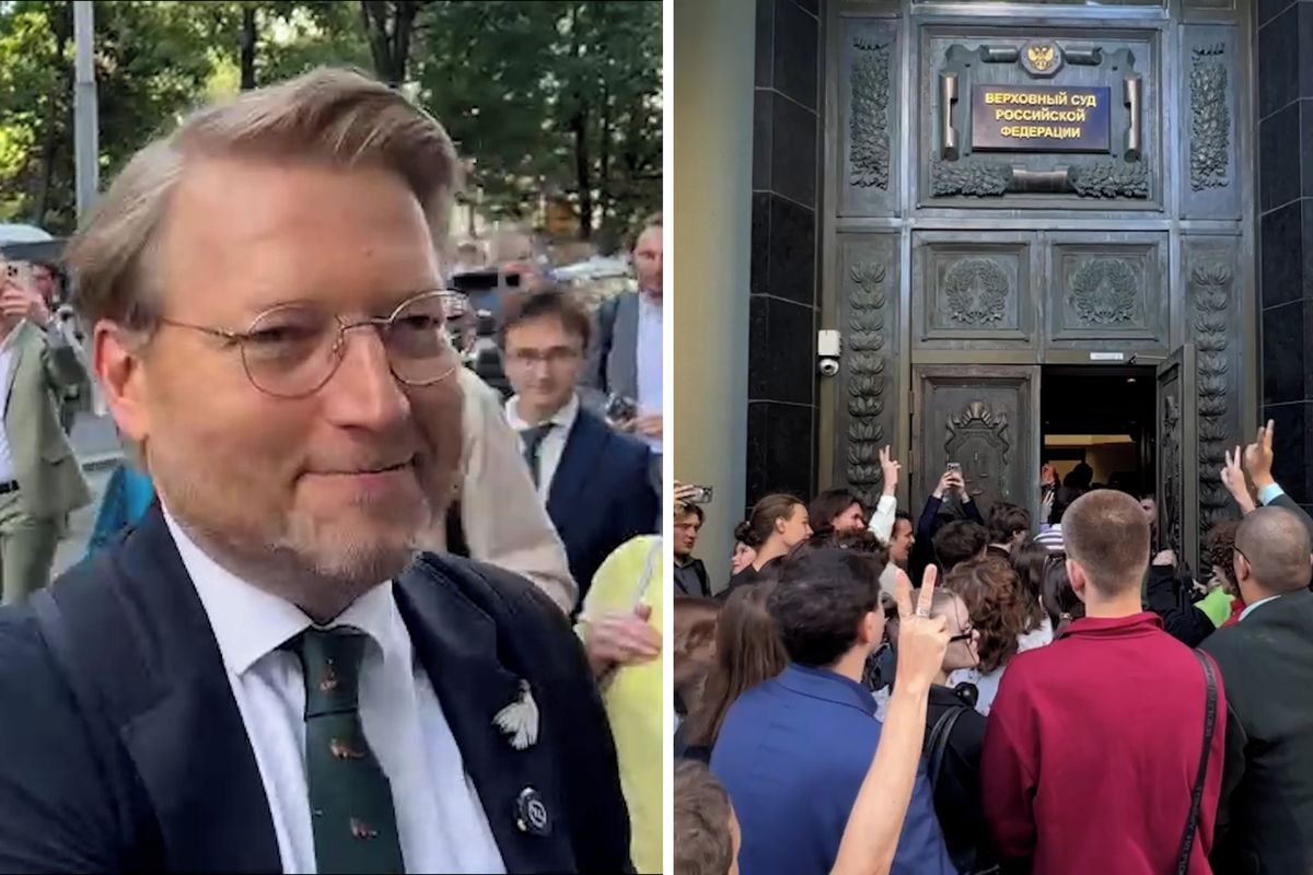 Stovky lidí se shromáždily před soudem v Moskvě. Na podporu protiválečné strany