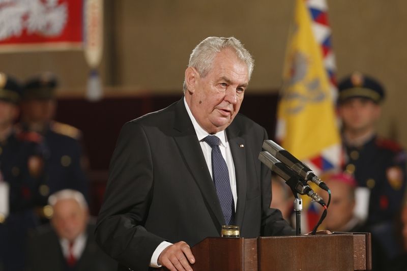 Prezident Miloš Zeman při ceremoniálu udílení státních vyznamenání