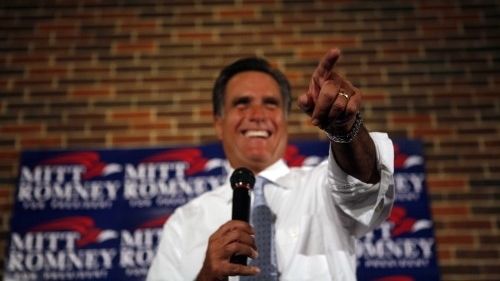 Mitt Romney během předvolební kampaně v roce 2007