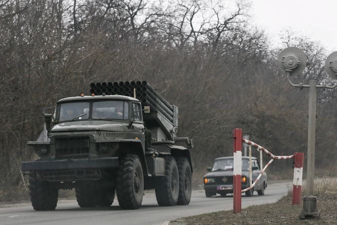 Raketomet BM-21 Grad separatistů u Makijivky 