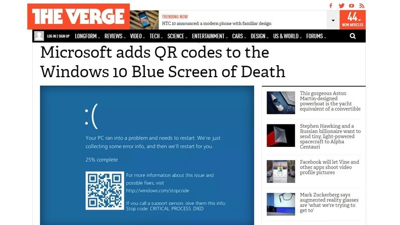 Nová modrá obrazovka smrti
