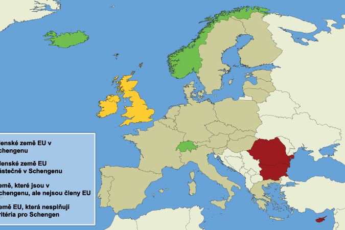 Mapa Schengenského prostoru