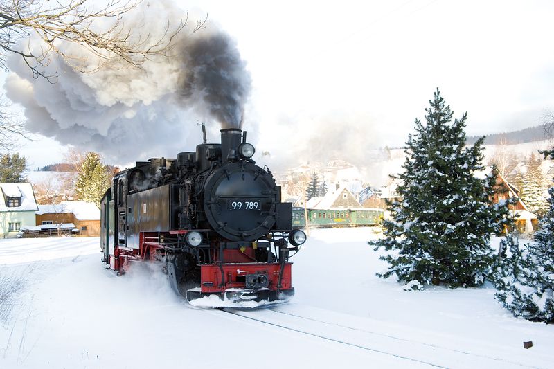 Fichtelberské parní lokomotivy si mohou návštěvníci užít i v zimě