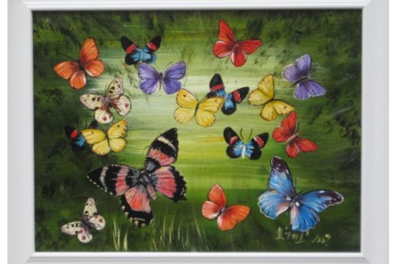 Motýli jsou nedílnou součástí obrazů Věry Mačkové