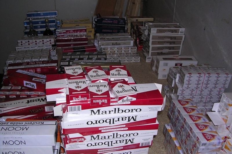 Odhalené cigarety z vojtanovské tržnice.