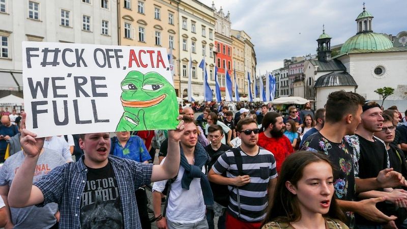 Polský protest proti změnám evropského autorského práva, červen 2018