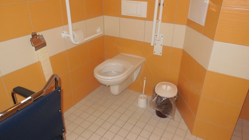 Koupelny jsou vybaveny bezbariérovým WC a sprchou se sedátkem.