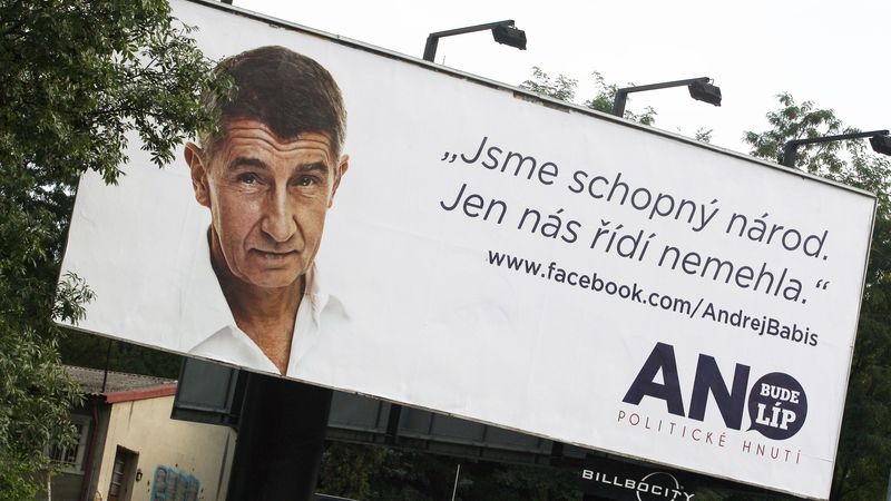 Předvolební billboard hnutí ANO miliardáře Andreje Babiše