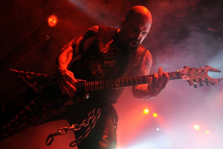 Kerry King, kytarista americké trashmetalové skupiny Slayer, která vystoupila 17. listopadu v Praze.