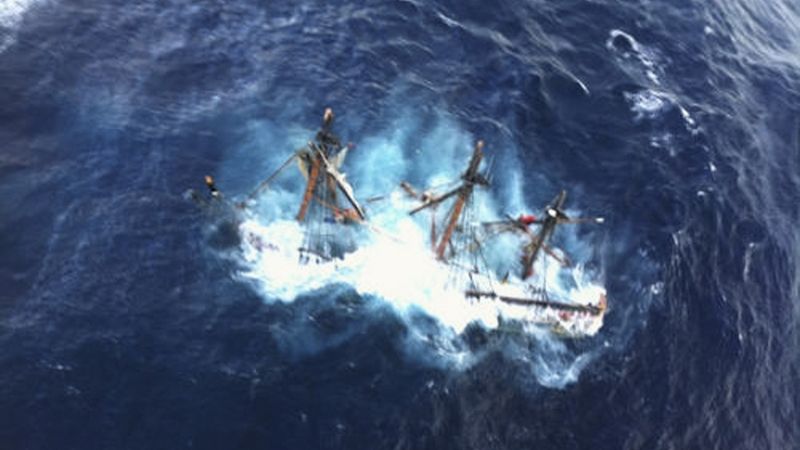 Potápějící se loď HMS Bounty