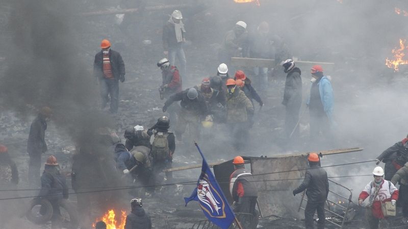 Demonstranti v Kyjevě