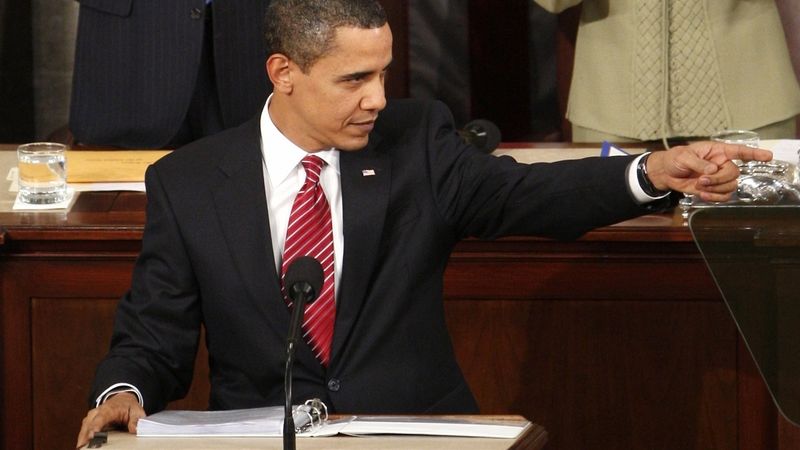 Americký prezident Barack Obama přednáší projev před Kongresem. Ilustrační foto.