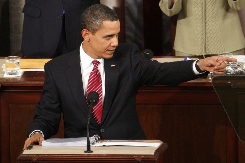 Americký prezident Barack Obama přednáší projev před Kongresem.
