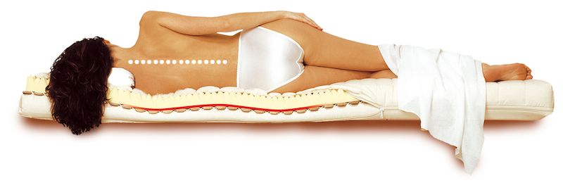 Uvnitř ortopedické matrace Sára je lamelový rošt, který citlivě kopíruje tvar těla v jakékoliv poloze, správně jej podepírá. V poloze na boku zůstává osa páteře rovná, při ležení na zádech ve svém přirozeném, fyziologicky zakřiveném tvaru. 