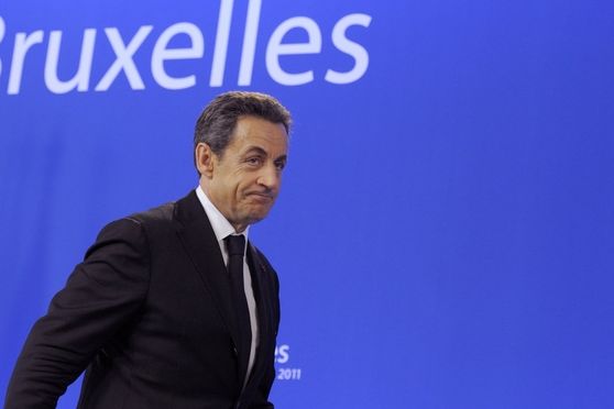 Francouzský prezident Nicolas Sarkozy na summitu EU v Bruselu