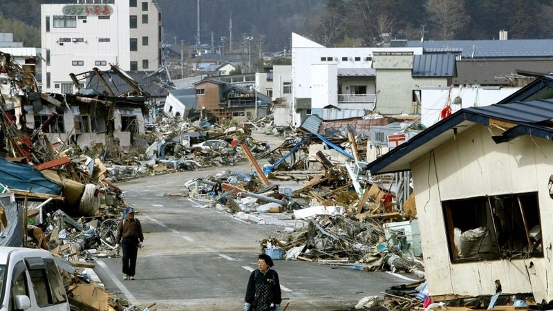 Město Yamada v prefektuře Iwate jen pár dní po ničivém zemětřesení