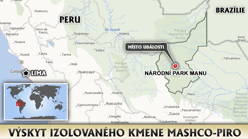 Výskyt izolovaného kmene Mashco-Piro