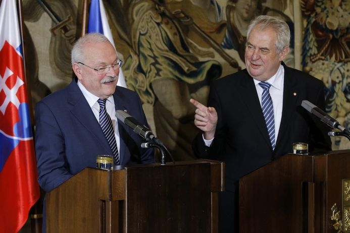 Prezident Miloš Zeman se slovenským  prezidentem Ivanem Gašparovičem