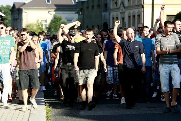 Pochod demonstrantů v Rumburku