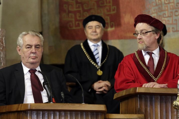 Prezident Miloš Zeman se zúčastnil slavnostní inaugurace nového rektora Univerzity Karlovy.