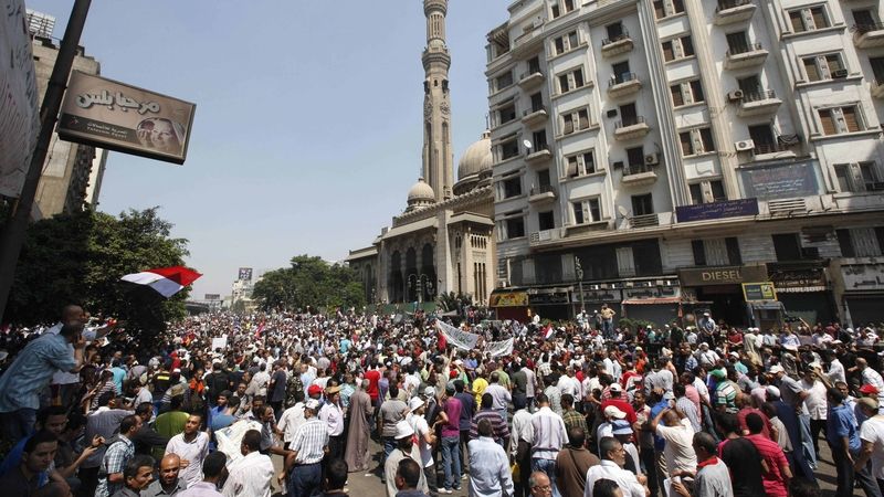 Demonstranti podporující Muhammada Mursího