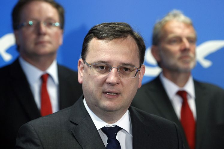 Premiér Petr Nečas na tiskové konferenci po jmenování krajských lídrů ODS