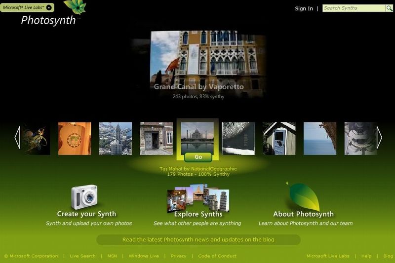 Ukázka webové aplikace Microsoft Photosynth