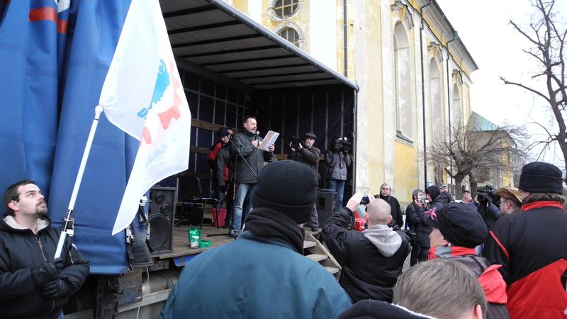 Nedělní demonstrace ve Varnsdorfu. 