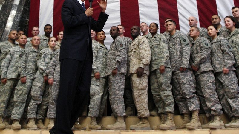 Prezident Barack Obama na americké základně v Iráku