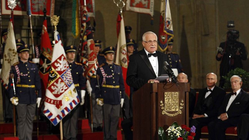 Prezident Václav Klaus při projevu k oslavám 28. října před udílením nejvyšších státních vyznamenání 