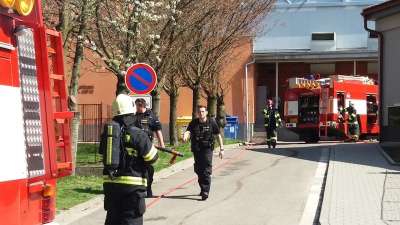 Zásah hasičů v jídelně Sodexho v Dobrušce. 