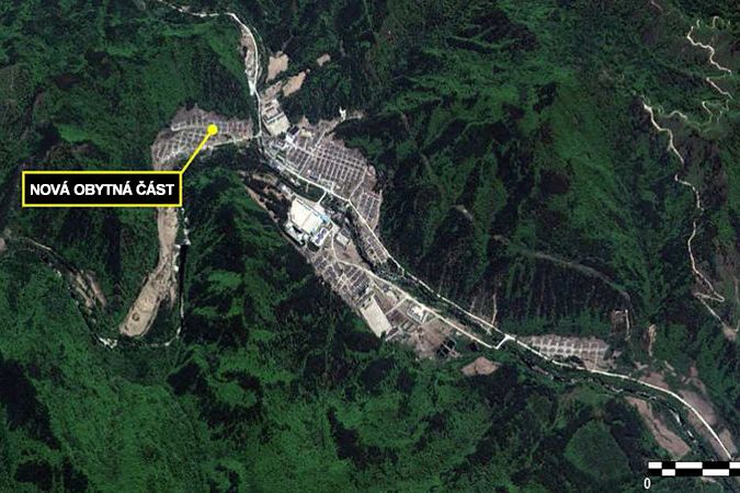 Satelitní snímek vězeňského tábora 16 v Severní Koreji 