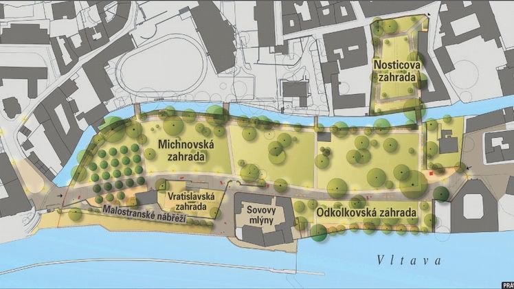 Tak by měla v blízké budoucnosti vypadat Kampa podle vizualizace Ateliéru zahradní a krajinářské tvorby v Brně.