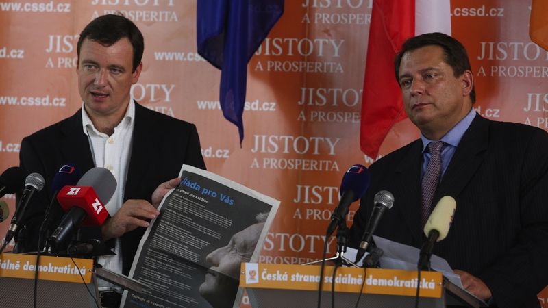 David Rath a Jiří Paroubek na tiskové konferenci