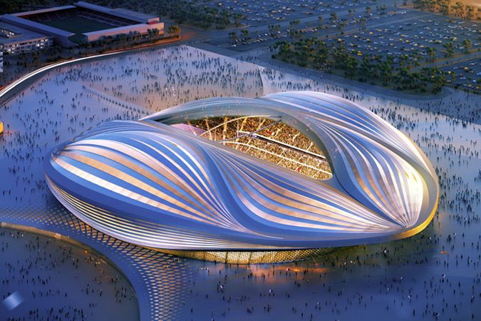 Stadion v Kataru má hostit fotbalové zápasy během Mistrovství světa ve fotbale Katar 2022. Lidem připomíná vagínu. 
